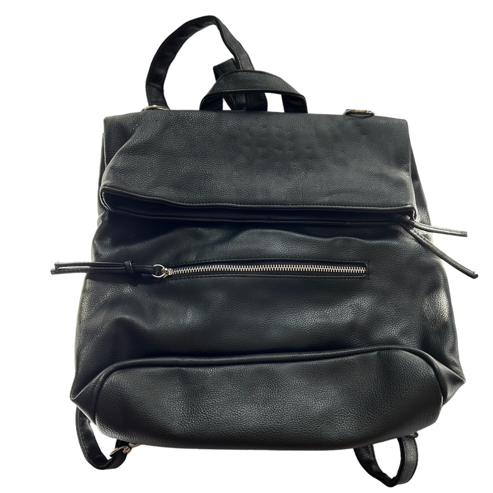 Mossimo Black Faux Leather Backpack with Adjustable Straps